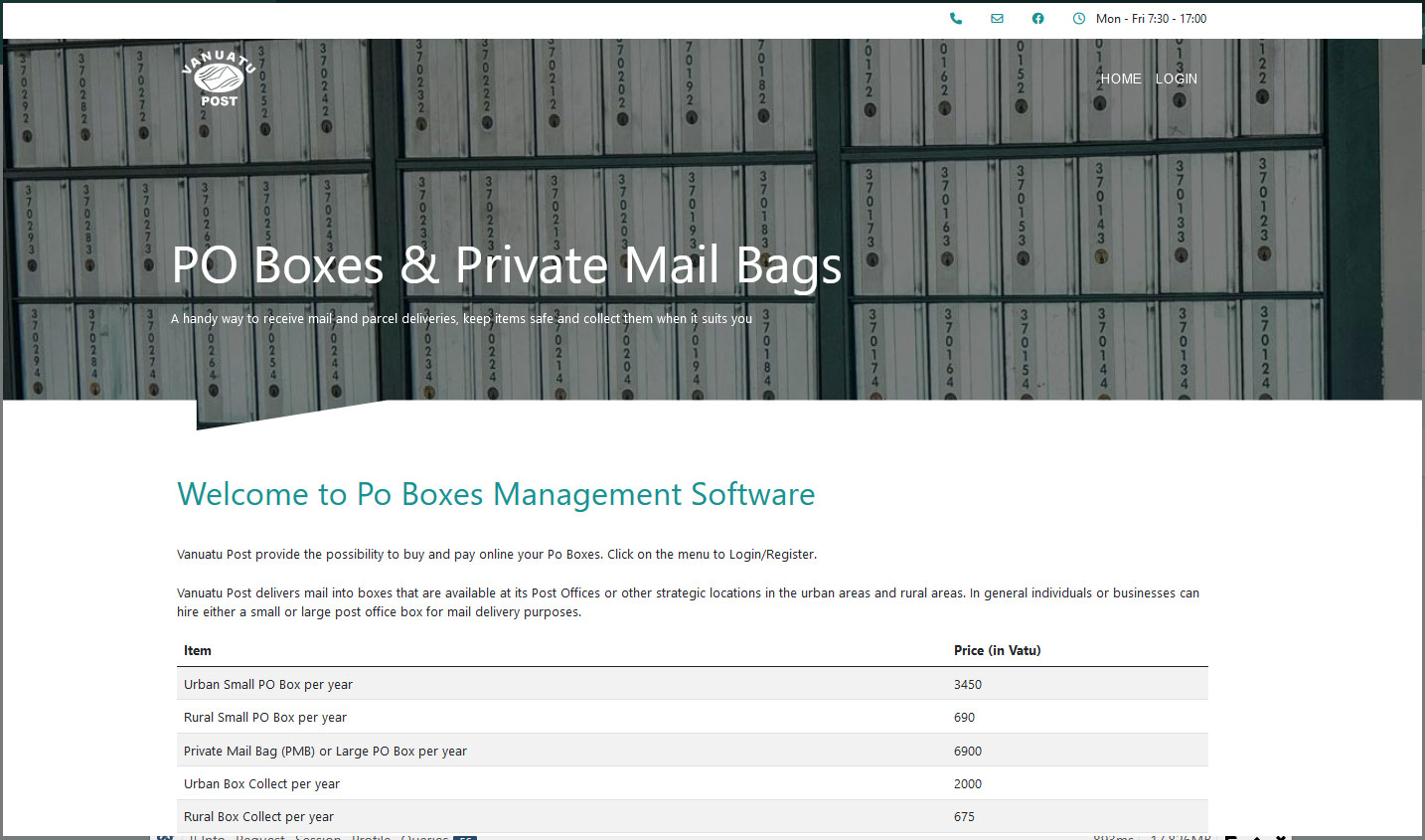Vanuatu Online PoBoxes management