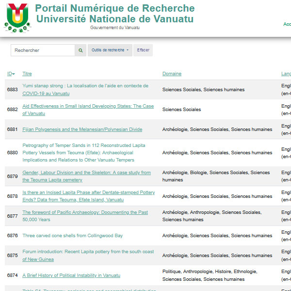 Online knowledge Database of Vanuatu