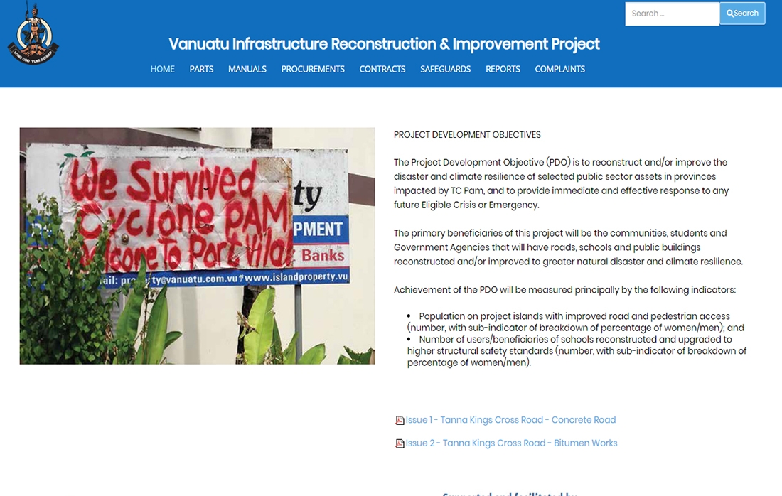 Vanuatu Infrastructure Reconstruction & Improvement Project 